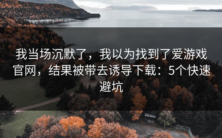 我当场沉默了，我以为找到了爱游戏官网，结果被带去诱导下载：5个快速避坑