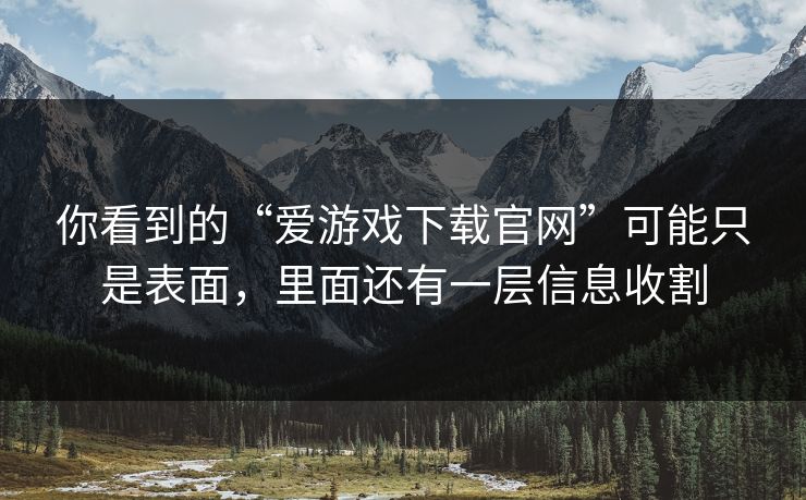 你看到的“爱游戏下载官网”可能只是表面，里面还有一层信息收割